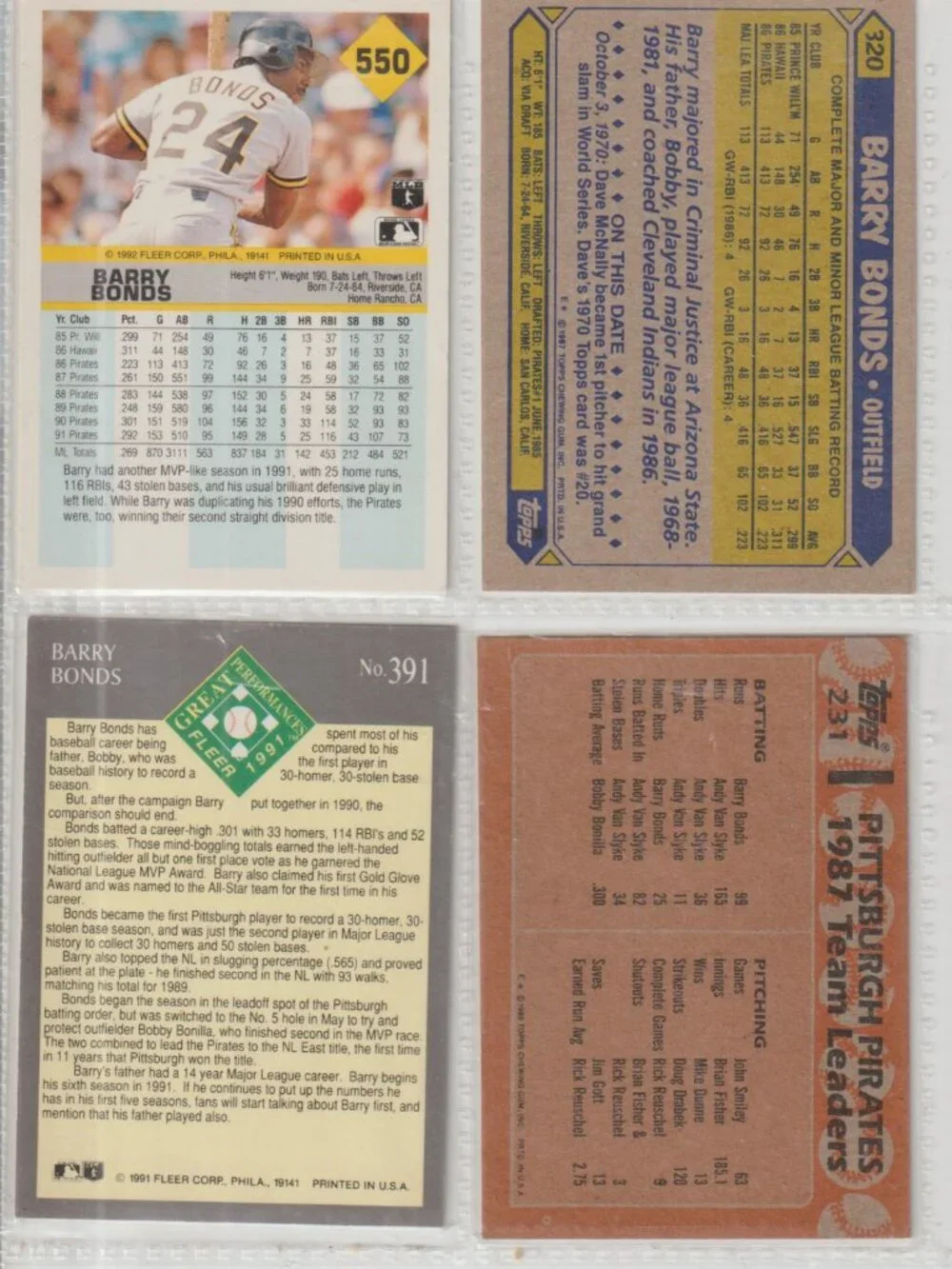 Barry Bonds 4 Card Lot – Rookie + Inserts/Base Mix #21